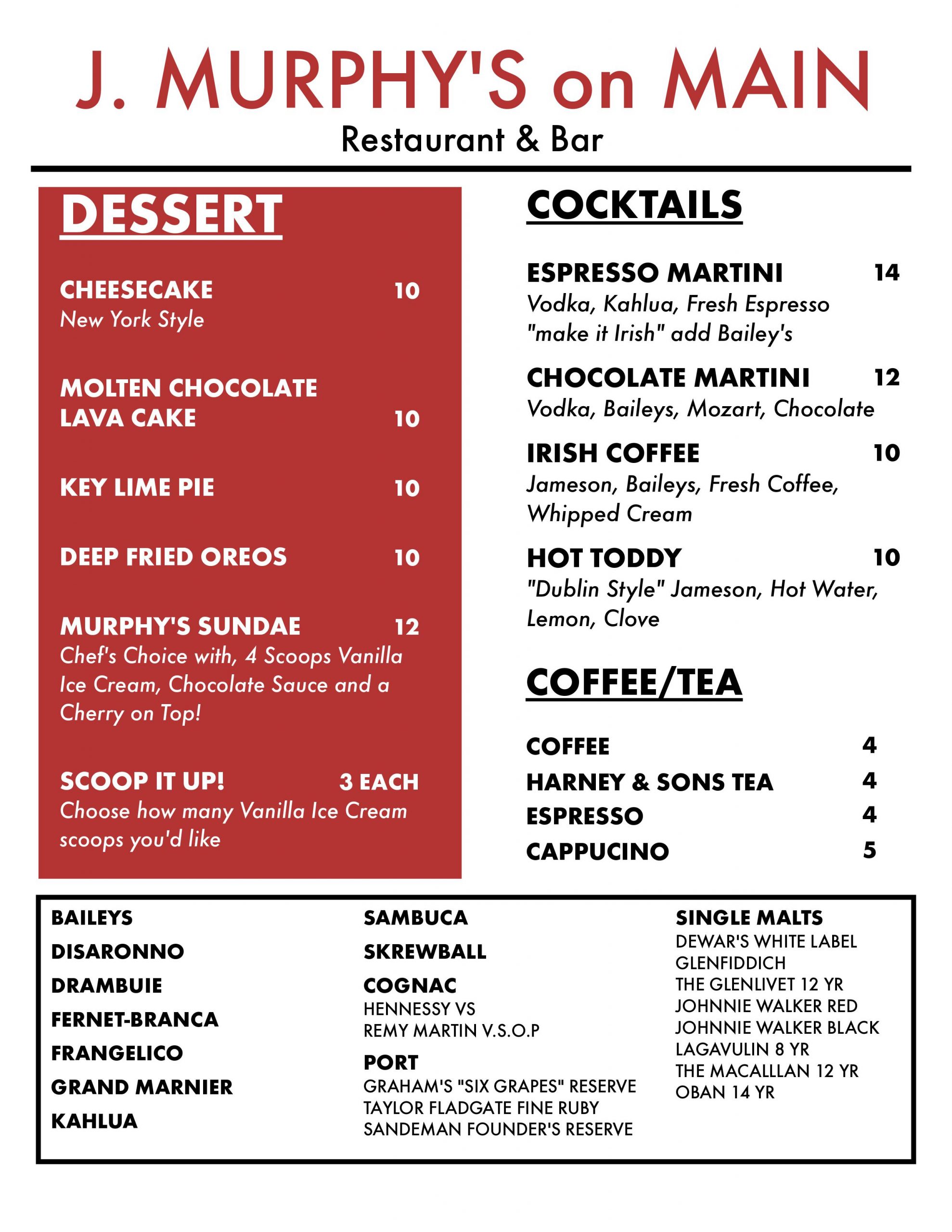 Dessert Menu